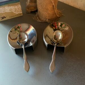 2 Martha Stewart SILVER spoon rest, Stainless Steel, dishwasher safe.